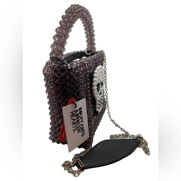 BOUFFANTS & BROKEN HEARTS Kendra Dandy Hand-Beaded Artisan Skull Bag NEW NWT - Picture 6 of 16